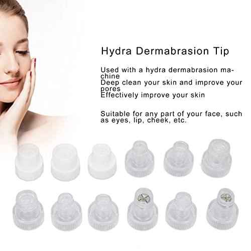 Cryfokt 12 Stück Diamant-Dermabrasionskopf, Hydra-Dermabrasionsspitze Diamant-Microderm-Mikrodermabrasions-Ersatzspitzen für Spa und Home Beauty Skin Care Hydrodermabrasionsmaschine