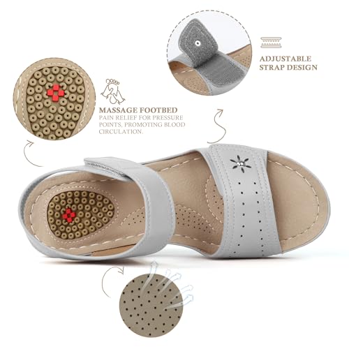 Image of JABASIC Women Comfortable Sandals Orthotic Walking Sandals Orthopedic Arch Support Sandals