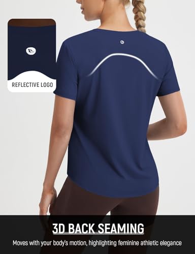 Image of baleaf Women Ice Cooling Running Shirts Quick Dry Short Sleeve Tops | Breathable, Lightweight, Moisture Wicking, Stretchy, Loose Fit, UPF 50+, for Workout, Gym, Athletic, Tennis, Yoga