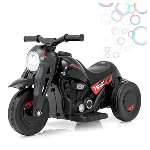 OLAKIDS Kids Motorcycle, 6V Electric Ride On Car with Automatic Bubble Function, Foot Pedal, Headlight, Music, 3 Anti-Skip Wheels Vehicle for Children, Toddler Ages 3+