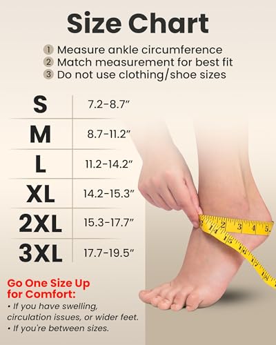 Image of KEMFORD Ankle Compression Sleeve - 1-Pair, Plantar Fasciitis Braces - Open Toe Compression Socks for Swelling, Sprain, Neuropathy, Arch Support for Men and Women