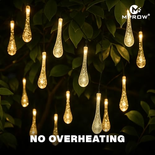 Image of MPROW Water Drop LED String Lights, 14 Warm White Fairy Lights, Plug-in Decorative Lights for Indoor Outdoor (Water Drop Warm White, 3m, 14)