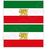 Iran PERSIEN Ehemalige iranische Flagge Persisch 75mm Auto & Motorrad Aufkleber, x2 Vinyl Stickers