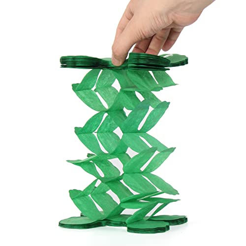 Sage-Green Ivory-Gold Party-Decorations Streamers Garland - 12Pcs 4-Leaf Clover Paper Streamer Wedding Bridal Shower Bachelorette Engagement Paper Flowers Banners Safari Jungle Decor Ouruola #TOP3