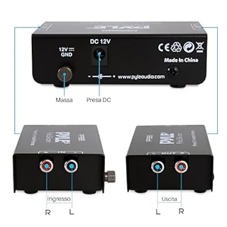 Pyle Preamplificatore Phono, Amplificatore Audio Stereo Mini con RCA, Bassa Rumorosità, Alimentato da Adattatore 12V DC - Nero
