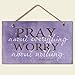 bouti1583 Pray About Everything Wooden Sign Decor 9.5