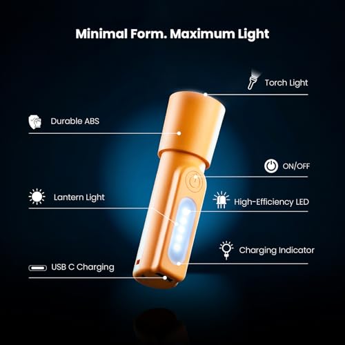 Image of wipro Zoom Multi Functional LED Pocket Torch | Type C Fast Charging | 3 Modes with Torch and Lantern | Easy Fit to Pocket | 500 mAh Battery with Upto 3 Hrs Back Up | Pack 2