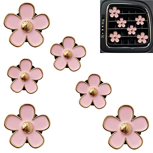 Flower Air Vent Clips 6 Pieces Cute Daisies Car Clips, Air Conditioning Outlet Clip Car Air Freshener Clip With Aromatherapy Block, Car Charm Air Vent Accessories For Girls Women #TOP3