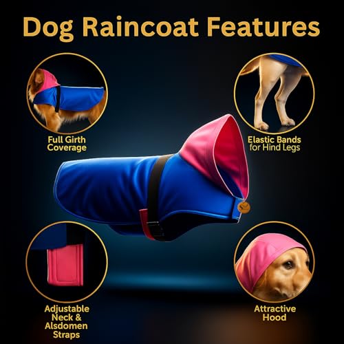 Image of Sage Square Dog Raincoat | Waterproof Pet Jacket with Hood & Leash Hole | Lightweight & Breathable Fabric | Adjustable Strap | Coat Protects Against Rain, Mud, Ticks & Fleas (28Inch) (Large)