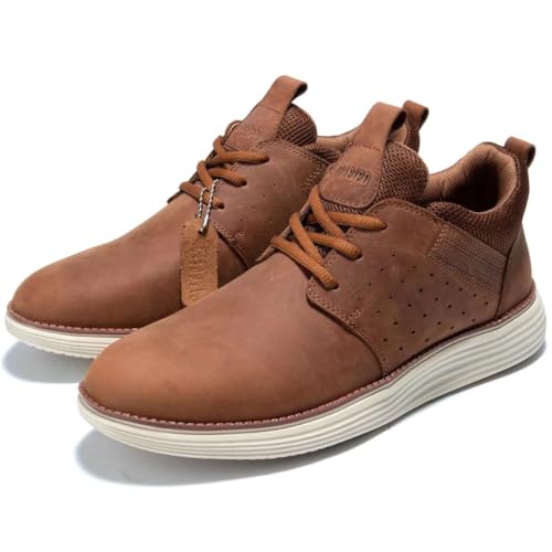 Image of Arkbird Casual Sneakers, Breathable Lace-Up Leather Walking Shoes Comfortable Fashion Sneakers for Men Daily Work