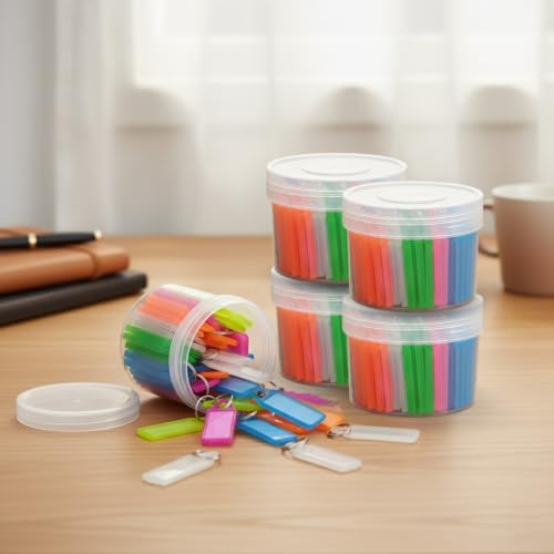 Image of Plastic Multicolor Assorted Keychain with Two Side ID Label and Split Ring
