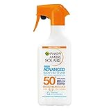 garnier ambre solaire spray gachette protettivo ip 50+ advanced sensitive, protezione molto alta, maxi formato, 300 ml