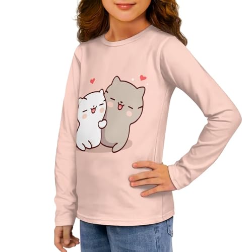 Image of Girls Long Sleeve T Shirt Cute Cartoon Crewneck Shirt for Kids 3-16Y Fall Winter Clothes