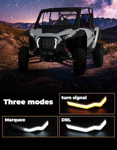 Image of KEMIMOTO UTV Accent Lights Fang Lights Waterproof LED IP65 | Compatible with 2024 /2025+ Polaris RZR XP 1000 /4 IP65 Fang Turn Signal Street Light 2PCS, Plug and Play