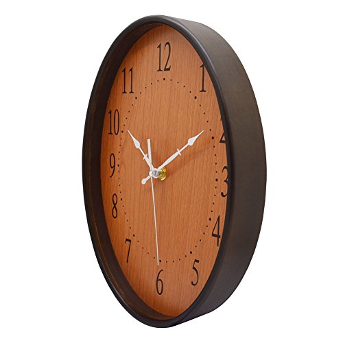 Misue Silent Oval Wall Clock Natural Wood Frame No-Ticking Decorative Sweeping Vintage Wooden Clocks #TOP1