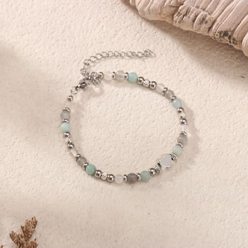 Image of Triple Threat Protection Anxiety Relief Gifts for Women,Natural Healing Crystal Bracelet Evil Eye Jewelry for Her Friends