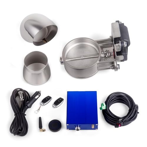 CNRAQR Universal 3 Inch Electric Exhaust Cutout with Elbow Valved Muffler Valvetronic Exhaust Valve Remote Control Kit