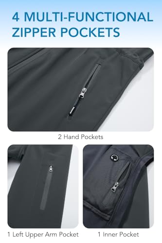 Image of FARVALUE Women's Long Softshell Jacket Waterproof Lightweight Warm Windproof Hooded Fleece Lined Rain Coat for Outdoor