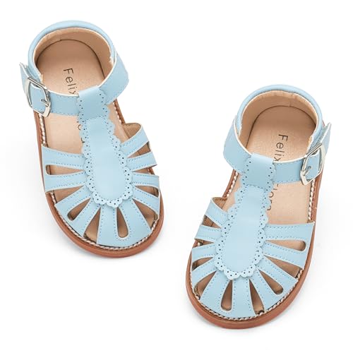 Image of Felix & Flora Toddler Girls Sandals Soft Rubber Princess Flat Shoes Flower Girl Shoes