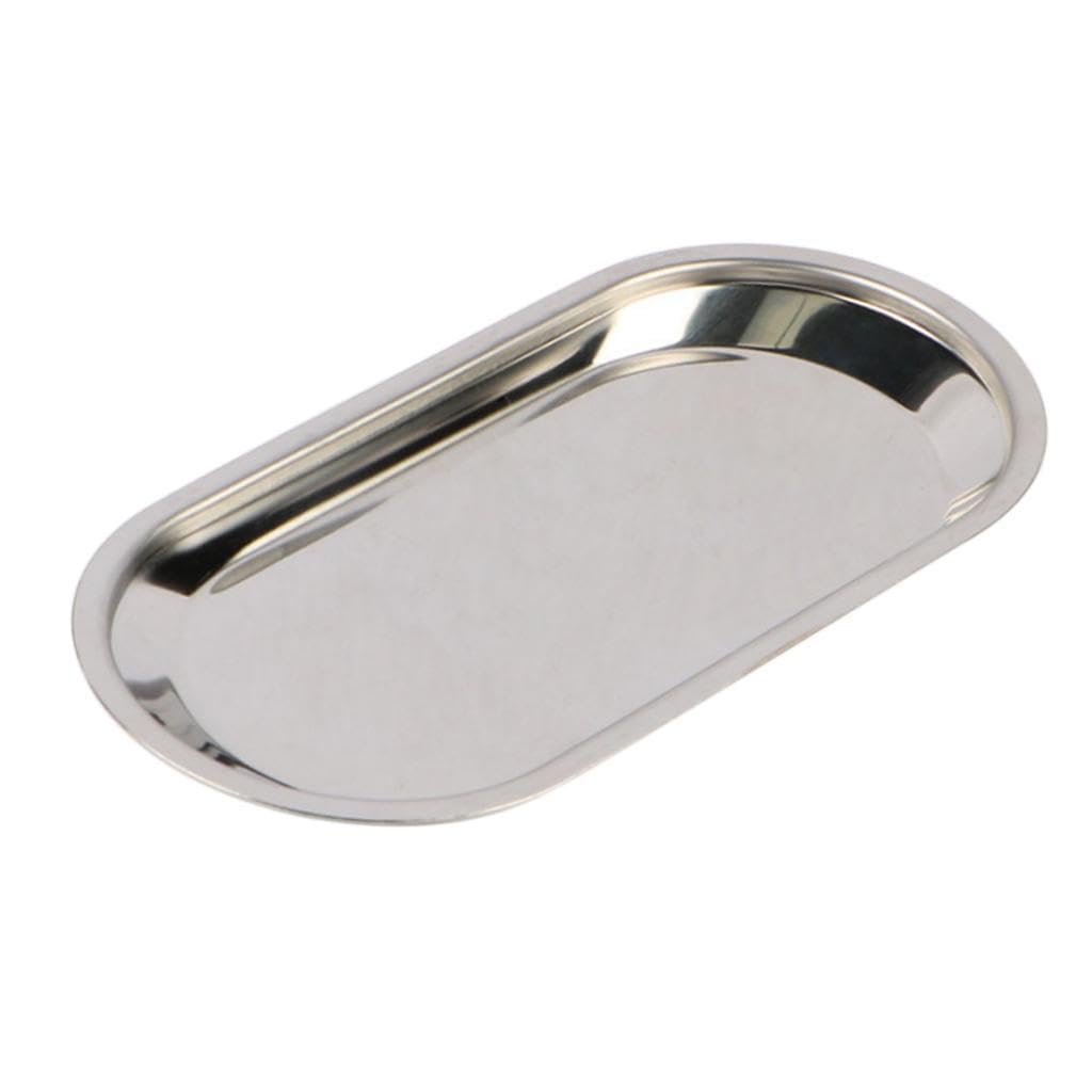 PIXZCSA Dynamic Stainless Steel Tray Tea Snacks Tray Oval Dish Plate Jewelry Towel Storage Metal Fruits Dessert Tableware Organizer Is Neatly Arranging Guest