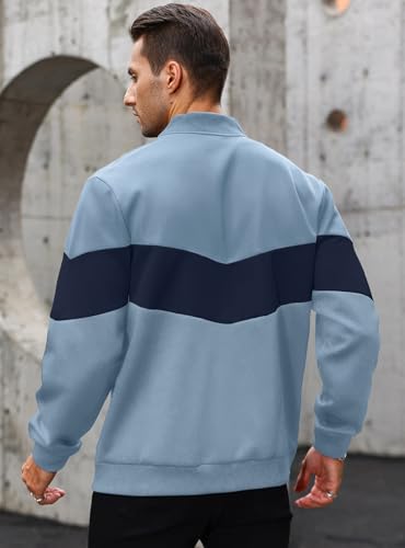 Image of HYPESTFIT Mens Lightweight Jacket Casual Bomber Jacket Color Block Varsity Coat