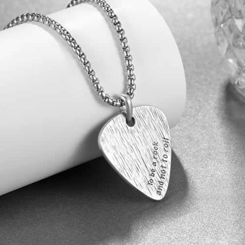 Guitar Necklace S925 Sterling Silver Music Guitar Pick Necklace Musician Gifts for Men Women2