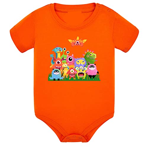 Body bébé orange Monstruits 6-9 mois idéal pour les journées ensoleillées d'été
