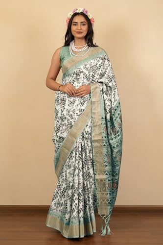 Image of MIRCHI FASHION Women Saree Cotton Silk Batik Block Printed | Breathable Office Wear and Regular Use Sari with Blouse Piece