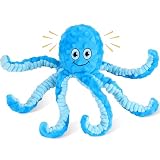 Letsmeet Squeaky Dog Toys Octopus Stuffed Crinkle Toy, Puppy Chew Toys for Teething, Durable Tug of War Interactive Plush Dog Toys for Puppies Small, Medium, and Large Dogs