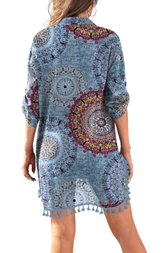 Image of Yincro Womens Swimsuit Coverup Shirt Tassel Beach Bathing Suit Cover Ups