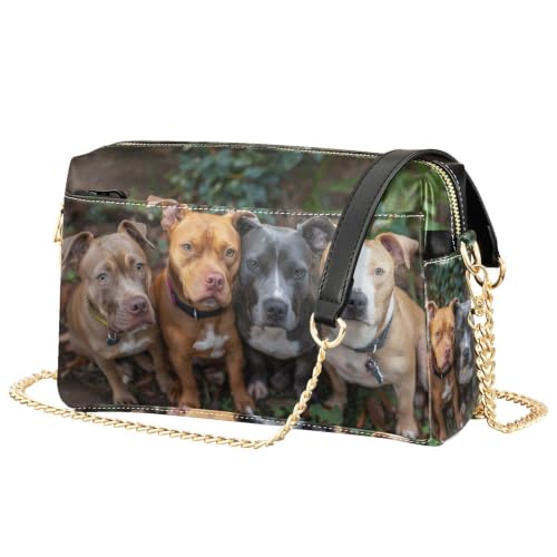 Sac à bandoulière pour femme Mnsruu motif Pitbull en cuir PU noir