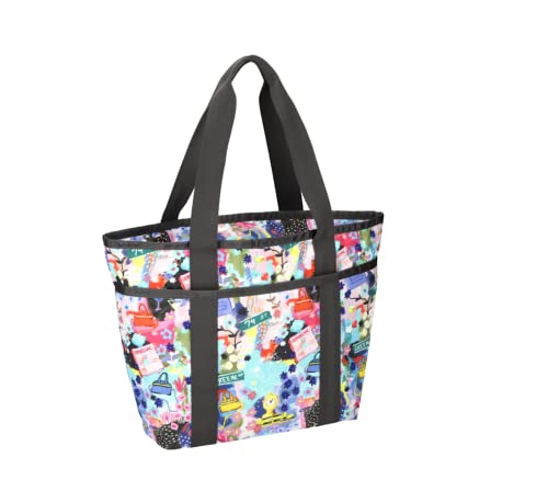 Image of LeSportsac Painterly Spring Everyday Zip Tote Handbag /Travel Bag, Style 3867 /Color G933, Celebrating LeSportsac's 1974 Iconic Debut in NYC, Abstract Colorful Whimsical Graphics, Limited Edition