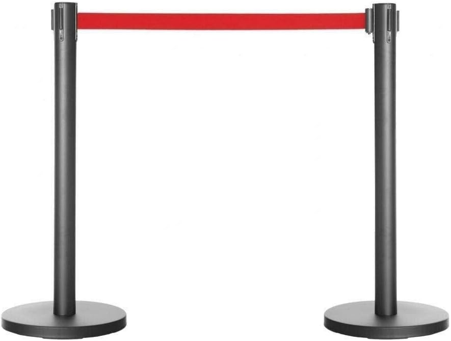 HYGRAD® Pair Of Heavy Duty Crowd Control Barriers Retractable Queue Control Post 3m Belt (2x Black Barriers)