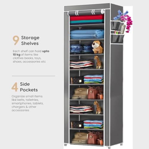 Image of Collapsible Wardrobe 6 Shelves Storage Clothes Storage Rack Quick Wardrobe /Cabinet /Multipurpose Storage Rack, Foldable, Collapsible Fabric Organizer for Home Office