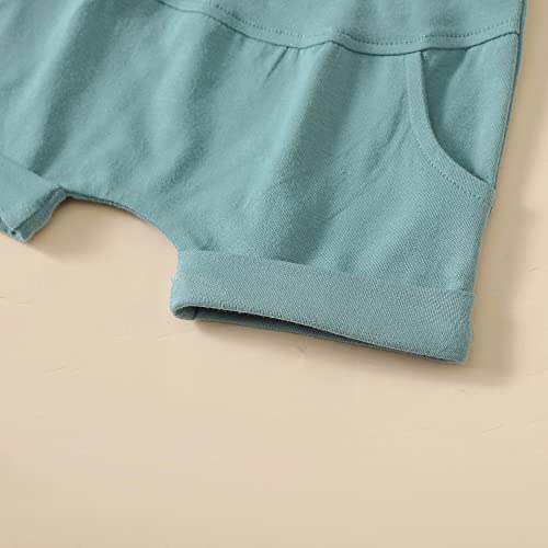 Mainesaka Toddler Baby Boy Summer Clothes Block Color Short Sleeve T-Shirt Top Striped Jogger Shorts 2Pcs Infant Boy Outfits (T-Blue, 18-24 Months) #TOP6