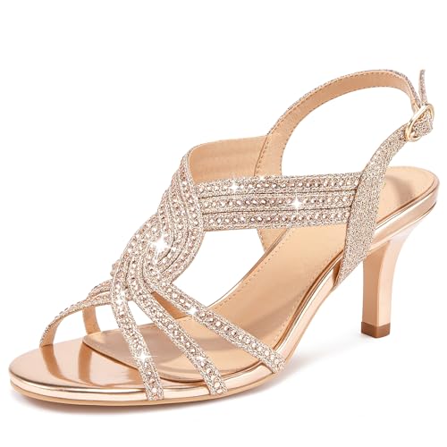 Gufobela Champagne Rhinestone Heels
