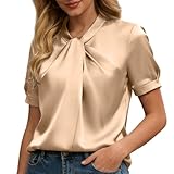 Women Dressy Tops Short Sleeve Elegant Business Blouses Mock Neck Work Shirts Fashion Casual Summer Outfits 2026 Khaki