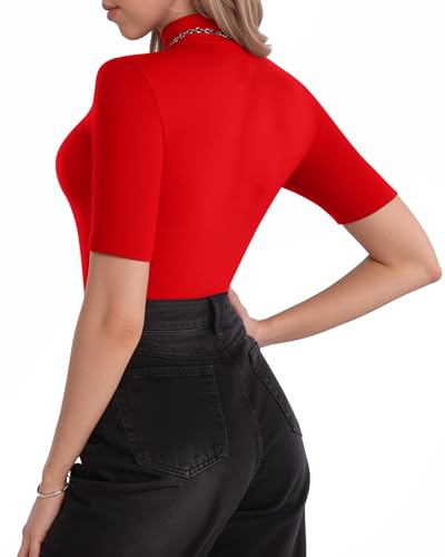 Image of MANGOPOP Women's Mock Turtle Neck Slim Fit 3 /4 Sleeve T-Shirt