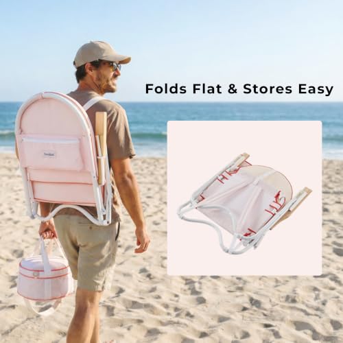 Image of 4-Position Padded Beach Chair Set of 2, Low Backpack Beach Chair