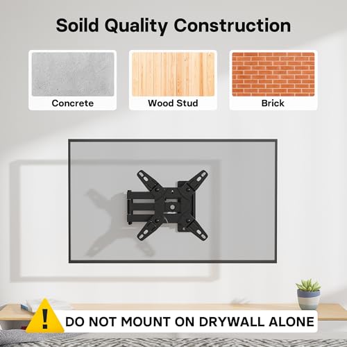 BONTEC Soporte TV Pared Inclinable y Giratorio de 13-42 Pulgadas Planos Curvos LCD LED OLED, Soporte Pared TV con Brazo Extensible, hasta 25 kg, Máx VESA 200x200 mm - imagen 6