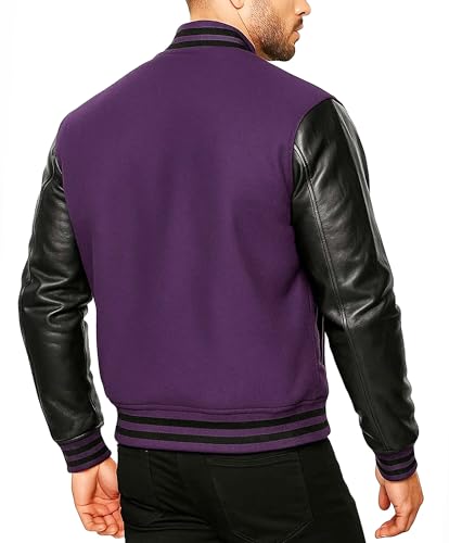Image of Mens Varsity Letterman Baseball Bomber Jacket | Casual Fashion Wool & Faux Leather College /High School Jackets