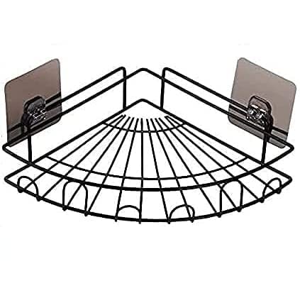 Cuzenal Bathroom Organiser Without Drill Bathroom Corner Shelf Adhesive Stand For Corner Rack For Bathroom Shampoo Holder For Bathroom Accessories-multipurpose Kitchen & Bathroom Shelf (1 Pcs)