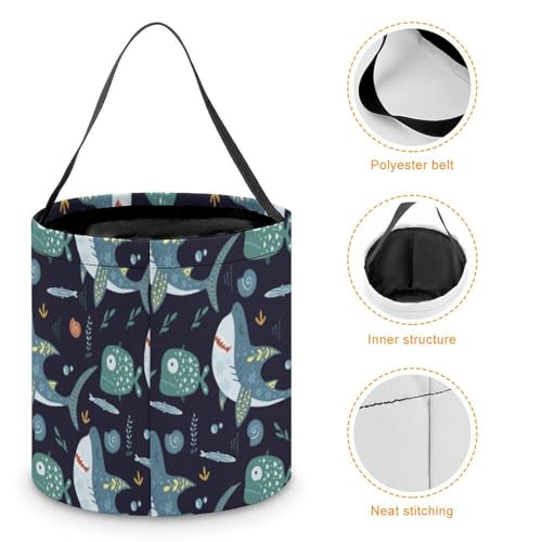 Bolsa tote para Halloween con diseño de tiburón, ideal para caramelos, regalos y truco o trato miniatura 4