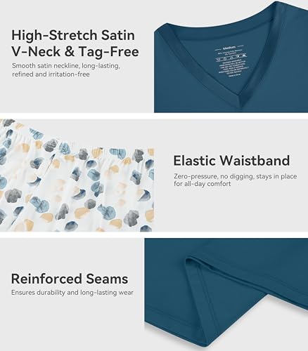 Image of WiWi Viscose from Bamboo Pajamas Set for Women Super Soft Short Sleeve Cooling Summer Plus Size Pjs Sets Sleepwear S-4X