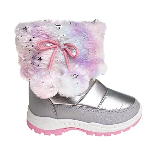 Rugged Bear Girls Snow Boot, Silver Multi, 6 Toddler2