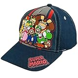 Nintendo Super Mario Family Baseball Cap for Boys 4-7 Years - Adjustable Snap Closure 100% Cotton. Blue