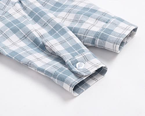 Kids Button-Down Plaid Shirts Long Sleeve Collar Cotton Loose Shirts Toddler Boys Fall Casual Lightweight Tops4