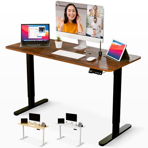 JUPPLIES Escritorio Elevable Electrico 120 x 60 cm - Mesa Elevable Escritorio Ajustable en Altura con Panel Inteligente de 3 Memorias - Standing Desk Oficina en Casa - Negro y Marrón Rústico