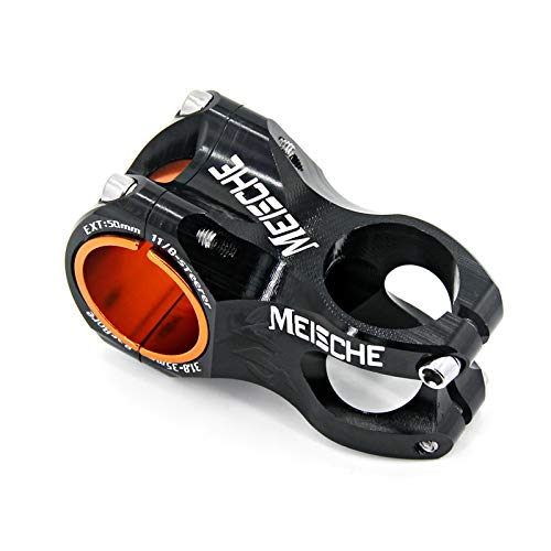 MEISCHE Upgraded 50mm Stem Mountain Bike, CNC MTB Short Stem Black 31.8 or 35mm Bars Riser, 3D Forged Enduro MTB Bar Clamp