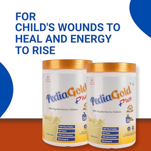 Image of PediaGold Plus Peptide Diet for 2-14 Years Children | Vanilla-1Kg | No Refined Sugar | 38 Vital Nutrients | East to Digest Protein | Eye-Immunity-Height-Brain Health | Nutritional Supplement for Kids